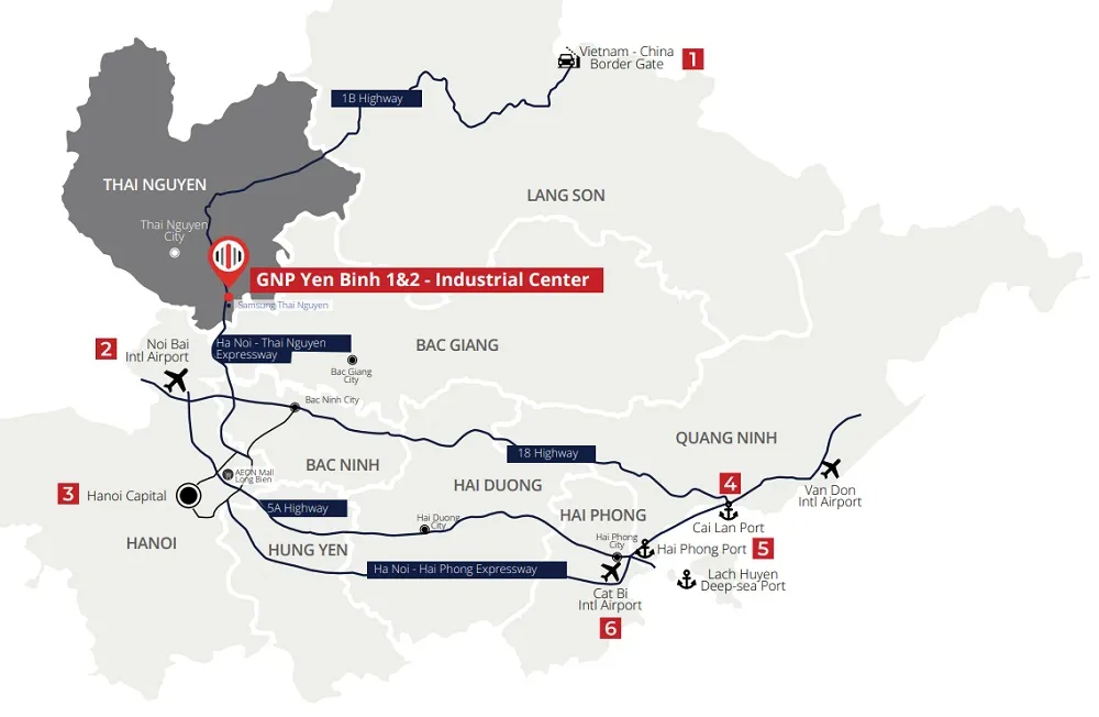 GNP Yên Bình 1 & 2 có vị trí thuận lợi