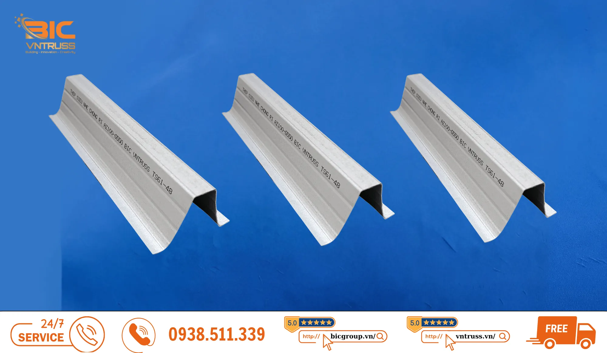 Cận cảnh thanh xà gồ thép TS6148 Vntruss