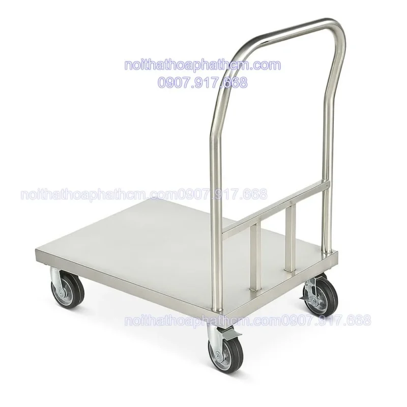 Xe Đẩy Inox 2 Tầng Và Khay Cơm Inox Hòa Phát Chất Lượng Cao