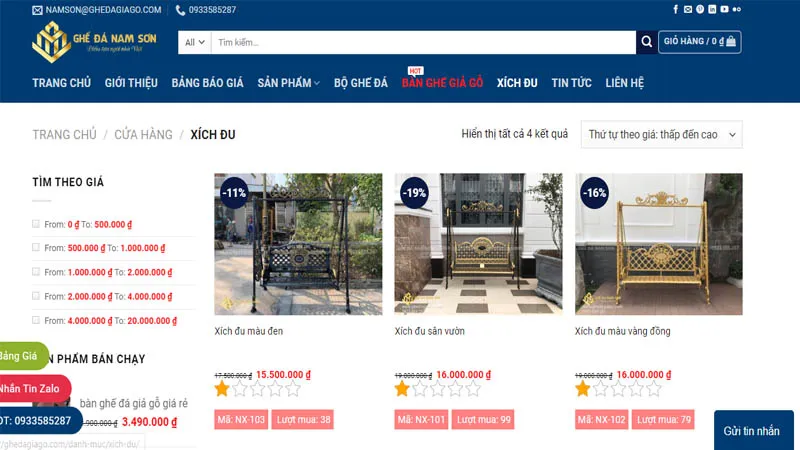 Chọn mua xích đu rẻ, đẹp, chất lượng tại Ghế Đá Nam Sơn