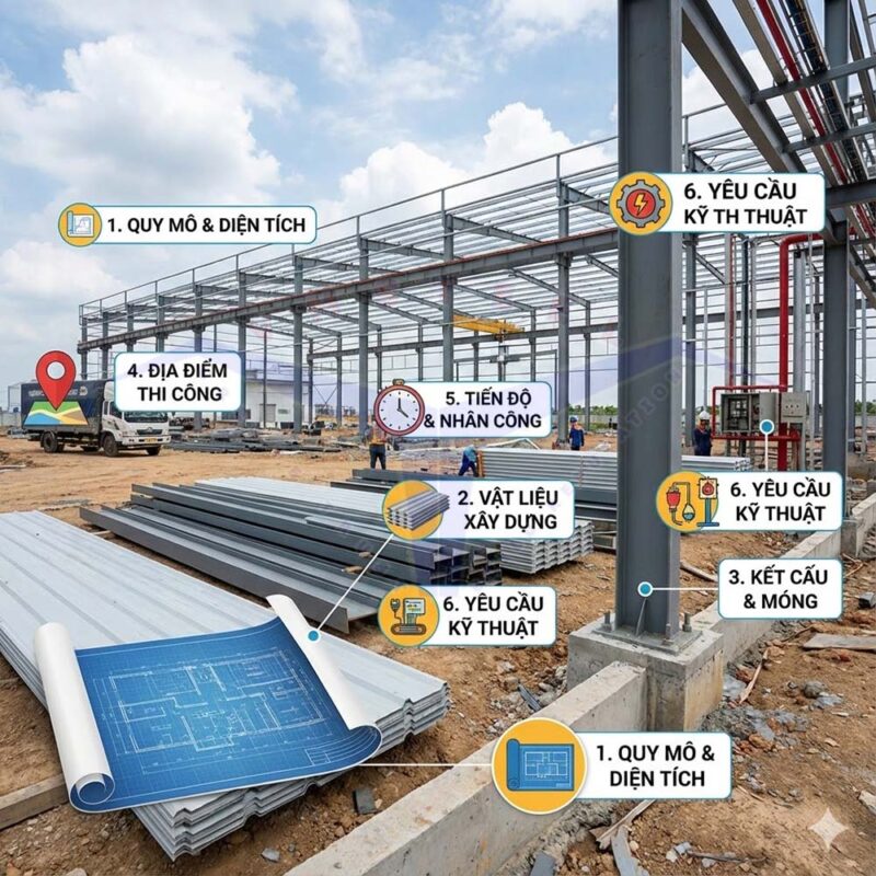 Đơn Giá Xây Dựng Nhà Xưởng Thép Tiền Chế: Yếu Tố Ảnh Hưởng & Báo Giá Chi Tiết