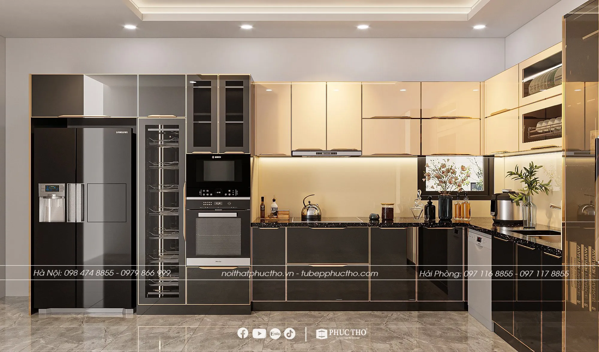 Bề mặt tủ bếp inox sáng bóng, dễ lau chùi